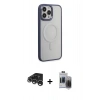 MARSİLYAN™- iPhone 15 Pro Max Kılıf Yankı Işık Özel Seri - Siyah Vanessa Magic Hayalet Cam + Raze Metal Kamera Lens - GS