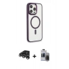 MARSİLYAN™- iPhone 15 Pro Max Kılıf Yankı Işık Özel Seri - Siyah Vanessa Magic Hayalet Cam + Raze Metal Kamera Lens - GS