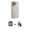 MARSİLYAN™- iPhone 15 Pro Max Kılıf Yankı Işık Özel Seri - Siyah Vanessa Magic Hayalet Cam + PVD Metal Kamera Lens - LT