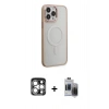 MARSİLYAN™- iPhone 15 Pro Max Kılıf Yankı Işık Özel Seri - Siyah Vanessa Magic Hayalet Cam + PVD Metal Kamera Lens - GS