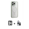 MARSİLYAN™- iPhone 15 Pro Max Kılıf Yankı Işık Özel Seri - Siyah Vanessa Magic Hayalet Cam + PVD Metal Kamera Lens - GS