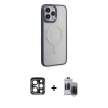 MARSİLYAN™- iPhone 15 Pro Max Kılıf Yankı Işık Özel Seri - Siyah Vanessa Magic Hayalet Cam + PVD Metal Kamera Lens - LT