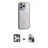 MARSİLYAN™- iPhone 15 Pro Max Kılıf Yankı Işık Özel Seri - Siyah Vanessa Magic Hayalet Cam + PVD Metal Kamera Lens - GS