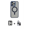 MARSİLYAN™- iPhone 15 Pro Max Kılıf Yankı Işık Özel Seri - Siyah Vanessa Magic Hayalet Cam + PVD Metal Kamera Lens - GS