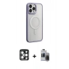 MARSİLYAN™- iPhone 15 Pro Max Kılıf Yankı Işık Özel Seri - Siyah Vanessa Magic Hayalet Cam + PVD Metal Kamera Lens - LT