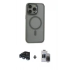 MARSİLYAN™- iPhone 15 Pro Max Kılıf Yankı Işık Özel Seri - Siyah Vanessa Magic Hayalet Cam + Raze Metal Kamera Lens - LT