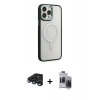 MARSİLYAN™- iPhone 15 Pro Max Kılıf Yankı Işık Özel Seri - Siyah Vanessa Magic Hayalet Cam + Raze Metal Kamera Lens - LT