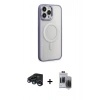 MARSİLYAN™- iPhone 15 Pro Max Kılıf Yankı Işık Özel Seri - Siyah Vanessa Magic Hayalet Cam + Raze Metal Kamera Lens - LT