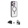 MARSİLYAN™- iPhone 15 Pro Max Kılıf Yankı Işık Özel Seri - Siyah Vanessa Magic Hayalet Cam + Raze Metal Kamera Lens - LT