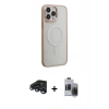 MARSİLYAN™- iPhone 15 Pro Max Kılıf Yankı Işık Özel Seri - Siyah Vanessa Magic Hayalet Cam + Raze Metal Kamera Lens - LT