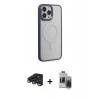 MARSİLYAN™- iPhone 15 Pro Max Kılıf Yankı Işık Özel Seri - Siyah Vanessa Magic Hayalet Cam + Raze Metal Kamera Lens - LT