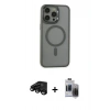MARSİLYAN™- iPhone 15 Pro Max Kılıf Yankı Işık Özel Seri - Siyah Vanessa Magic Hayalet Cam + Siyah Raze Metal Kamera Lens