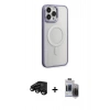 MARSİLYAN™- iPhone 15 Pro Max Kılıf Yankı Işık Özel Seri - Siyah Vanessa Magic Hayalet Cam + Siyah Raze Metal Kamera Lens