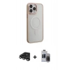 MARSİLYAN™- iPhone 15 Pro Max Kılıf Yankı Işık Özel Seri - Siyah Vanessa Magic Hayalet Cam + Raze Metal Kamera Lens - TMGI