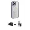 MARSİLYAN™- iPhone 15 Pro Max Kılıf Yankı Işık Özel Seri - Siyah Vanessa Magic Hayalet Cam + Raze Metal Kamera Lens - TMGI