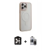 MARSİLYAN™- iPhone 15 Pro Max Kılıf Yankı Işık Özel Seri - Siyah Vanessa Magic Hayalet Cam + PVD Metal Kamera Lens - TU