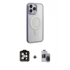 MARSİLYAN™- iPhone 15 Pro Max Kılıf Yankı Işık Özel Seri - Siyah Vanessa Magic Hayalet Cam + PVD Metal Kamera Lens - TU