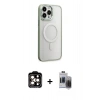 MARSİLYAN™- iPhone 15 Pro Max Kılıf Yankı Işık Özel Seri - Siyah Vanessa Magic Hayalet Cam + PVD Metal Kamera Lens - TU