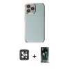MARSİLYAN™- iPhone 15 Pro Max Kılıf Yankı Serisi - Şeffaf 360 Full Body Arka Koruyucu + PVD Metal Kamera Lens - GI