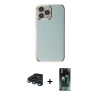 MARSİLYAN™- iPhone 15 Pro Max Kılıf Yankı Serisi - Şeffaf 360 Full Body Arka Koruyucu + Lacivert Raze Metal Kamera Lens