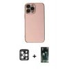 MARSİLYAN™- iPhone 15 Pro Max Kılıf Yankı Serisi - Şeffaf 360 Full Body Arka Koruyucu + PVD Metal Kamera Lens - LT