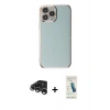 MARSİLYAN™- iPhone 15 Pro Max Kılıf Yankı Serisi - Şeffaf Pasifik Cam Ekran Koruyucu + Raze Metal Kamera Lens - GS