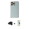 MARSİLYAN™- iPhone 15 Pro Max Kılıf Yankı Serisi - Şeffaf Pasifik Cam Ekran Koruyucu + Raze Metal Kamera Lens - TMGI