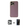 MARSİLYAN™- iPhone 15 Pro Max Kılıf Yankı Serisi - Siyah 3D Antistatik Hayalet Cam Ekran Koruyucu + PVD Metal Kamera Lens - LT