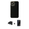 MARSİLYAN™- iPhone 15 Pro Max Kılıf Yankı Serisi - Siyah 3D Antistatik Hayalet Cam Ekran Koruyucu + Raze Metal Kamera Lens - LT