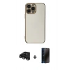 MARSİLYAN™- iPhone 15 Pro Max Kılıf Yankı Serisi - Siyah 3D Antistatik Hayalet Cam Ekran Koruyucu + Raze Metal Kamera Lens - SH