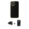 MARSİLYAN™- iPhone 15 Pro Max Kılıf Yankı Serisi - Siyah 3D Antistatik Hayalet Cam Ekran Koruyucu + Raze Metal Kamera Lens - SH