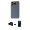 MARSİLYAN™- iPhone 15 Pro Max Kılıf Yankı Serisi - Siyah 3D Antistatik Hayalet Cam Ekran Koruyucu + Raze Metal Kamera Lens - SH