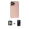 MARSİLYAN™- iPhone 15 Pro Max Kılıf Yankı Serisi - Siyah 3D Antistatik Hayalet Cam Ekran Koruyucu + PVD Metal Kamera Lens - SH