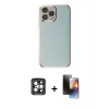 MARSİLYAN™- iPhone 15 Pro Max Kılıf Yankı Serisi - Siyah 3D Antistatik Mat Seramik Nano Ekran Koruyucu + PVD Metal Kamera Lens - GI
