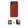MARSİLYAN™- iPhone 15 Pro Max Kılıf Yankı Serisi - Siyah 3D Antistatik Mat Seramik Nano Ekran Koruyucu + PVD Metal Kamera Lens - GI
