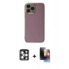 MARSİLYAN™- iPhone 15 Pro Max Kılıf Yankı Serisi - Siyah 3D Antistatik Mat Seramik Nano Ekran Koruyucu + Lacivert PVD Metal Kamera Lens