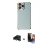 MARSİLYAN™- iPhone 15 Pro Max Kılıf Yankı Serisi - Siyah 3D Antistatik Mat Seramik Nano Ekran Koruyucu + Raze Metal Kamera Lens - LT