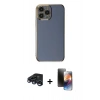MARSİLYAN™- iPhone 15 Pro Max Kılıf Yankı Serisi - Siyah 3D Antistatik Mat Seramik Nano Ekran Koruyucu + Raze Metal Kamera Lens - LT