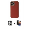 MARSİLYAN™- iPhone 15 Pro Max Kılıf Yankı Serisi - Siyah 3D Antistatik Mat Seramik Nano Ekran Koruyucu + PVD Metal Kamera Lens - GS