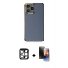 MARSİLYAN™- iPhone 15 Pro Max Kılıf Yankı Serisi - Siyah 3D Antistatik Mat Seramik Nano Ekran Koruyucu + PVD Metal Kamera Lens - GS