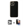 MARSİLYAN™- iPhone 15 Pro Max Kılıf Yankı Serisi - Siyah 3D Antistatik Mat Seramik Nano Ekran Koruyucu + PVD Metal Kamera Lens - GS