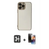 MARSİLYAN™- iPhone 15 Pro Max Kılıf Yankı Serisi - Siyah 3D Antistatik Mat Seramik Nano Ekran Koruyucu + PVD Metal Kamera Lens - GI