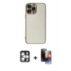 MARSİLYAN™- iPhone 15 Pro Max Kılıf Yankı Serisi - Siyah 3D Antistatik Mat Seramik Nano Ekran Koruyucu + PVD Metal Kamera Lens - GS