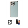 MARSİLYAN™- iPhone 15 Pro Max Kılıf Yankı Serisi - Siyah 3D Antistatik Mat Seramik Nano Ekran Koruyucu + PVD Metal Kamera Lens - GS