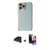 MARSİLYAN™- iPhone 15 Pro Max Kılıf Yankı Serisi - Siyah 3D Antistatik Mat Seramik Nano Ekran Koruyucu + Raze Metal Kamera Lens - GS