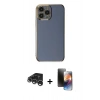 MARSİLYAN™- iPhone 15 Pro Max Kılıf Yankı Serisi - Siyah 3D Antistatik Mat Seramik Nano Ekran Koruyucu + Raze Metal Kamera Lens - GS