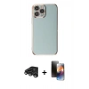 MARSİLYAN™- iPhone 15 Pro Max Kılıf Yankı Serisi - Siyah 3D Antistatik Mat Seramik Nano Ekran Koruyucu + Raze Metal Kamera Lens - TMGI