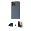 MARSİLYAN™- iPhone 15 Pro Max Kılıf Yankı Serisi - Siyah 3D Antistatik Mat Seramik Nano Ekran Koruyucu + Raze Metal Kamera Lens - TMGI