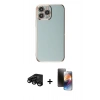 MARSİLYAN™- iPhone 15 Pro Max Kılıf Yankı Serisi - Siyah 3D Antistatik Mat Seramik Nano Ekran Koruyucu + Raze Metal Kamera Lens - SH