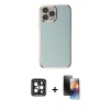 MARSİLYAN™- iPhone 15 Pro Max Kılıf Yankı Serisi - Siyah 3D Antistatik Mat Seramik Nano Ekran Koruyucu + PVD Metal Kamera Lens - SH